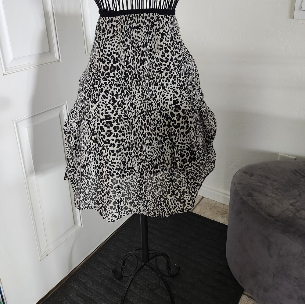 Worthington leopard print summer skirt women's size 6